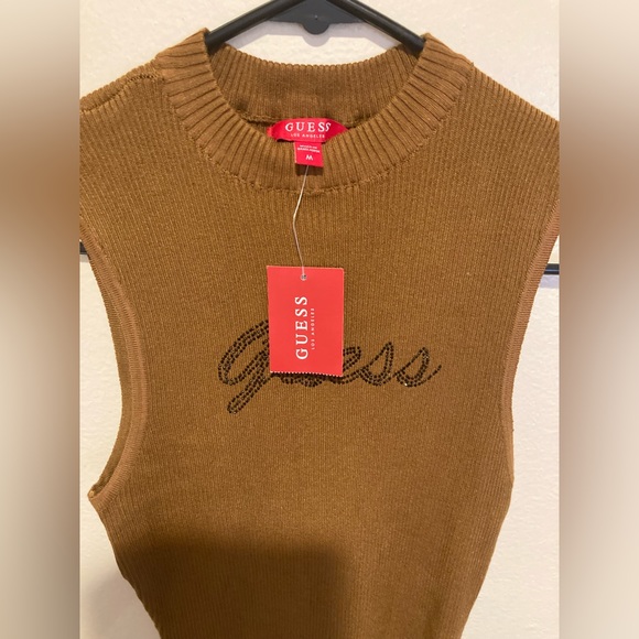 New Guess Brown Logo Dress Bodycon Style - Picture 4 of 4